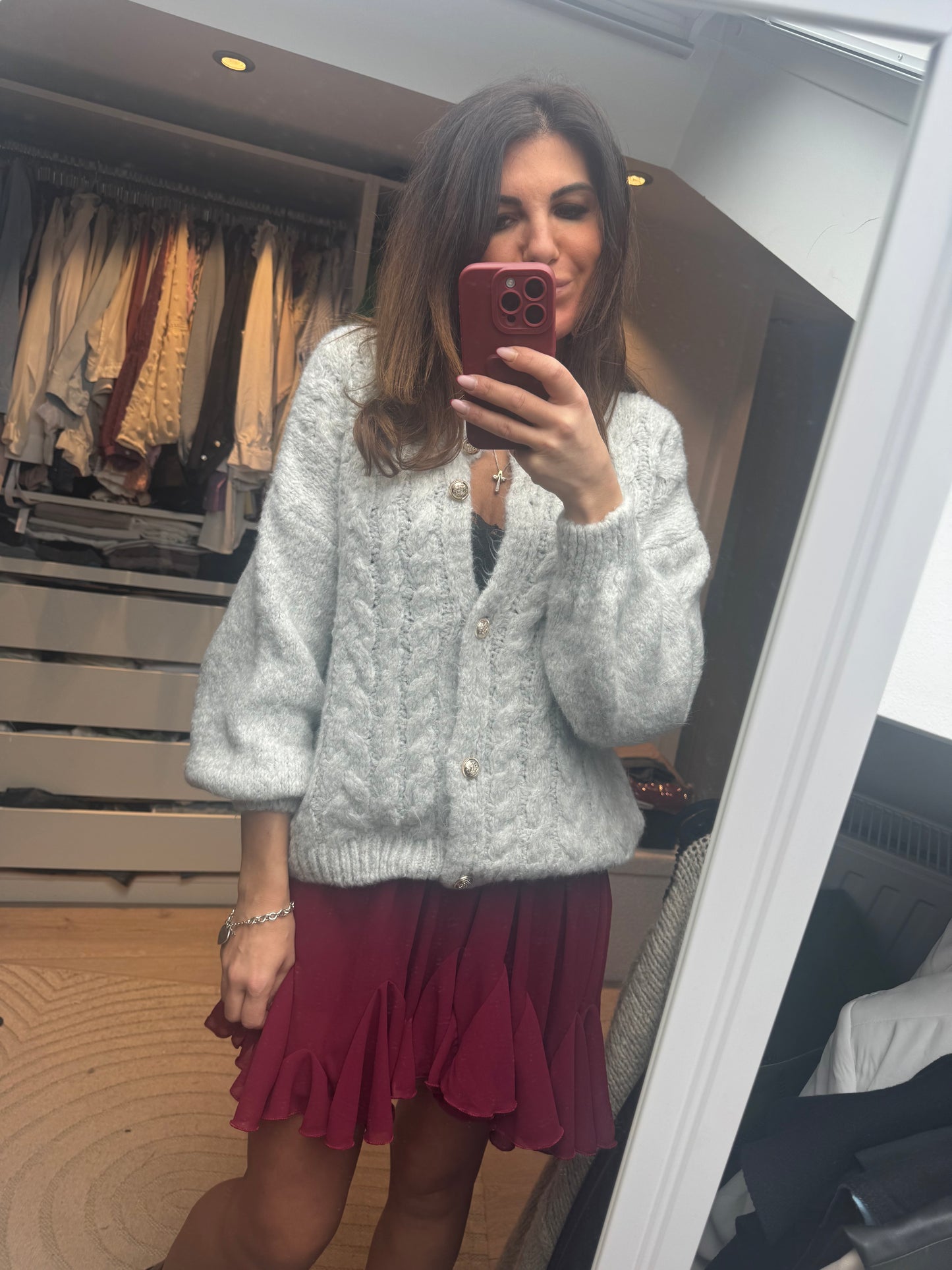 Cardigan grau "TRECCIA"
