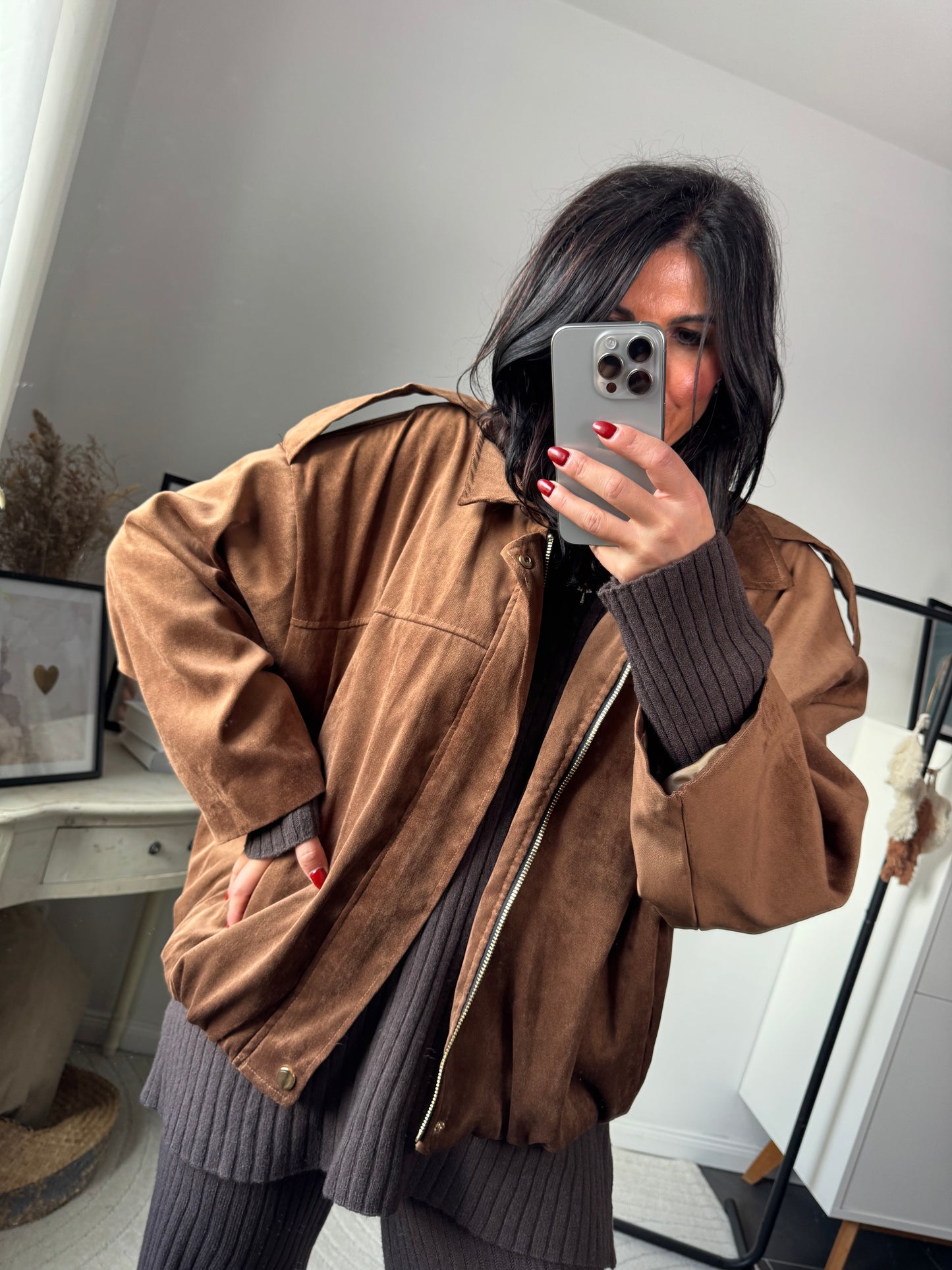 Jacke "Viral Suede Jacket"Caramel Dream
