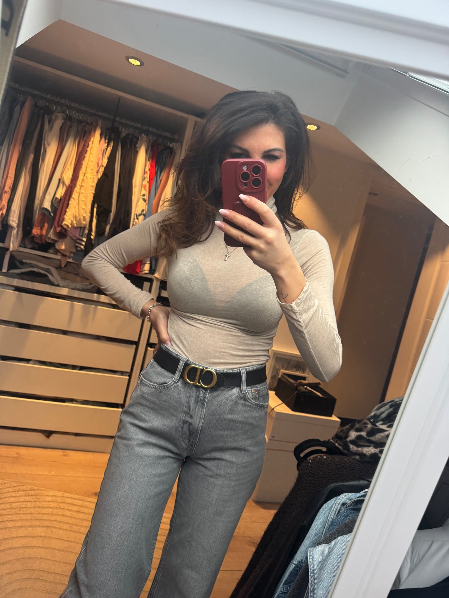 Rollkragenpulli dünn "FINA" Beige