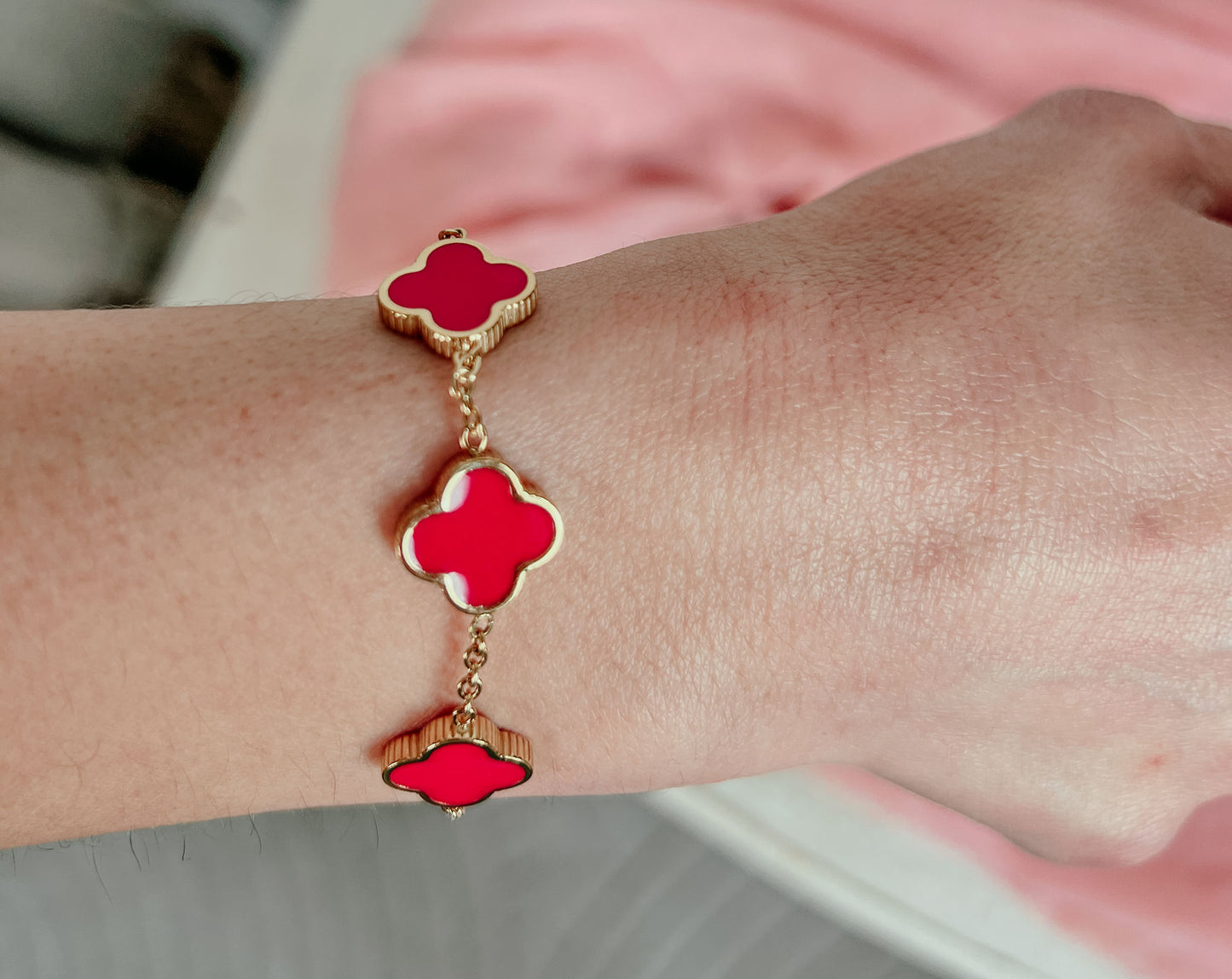 Armband Kleeblatt pink “FORTUNA”