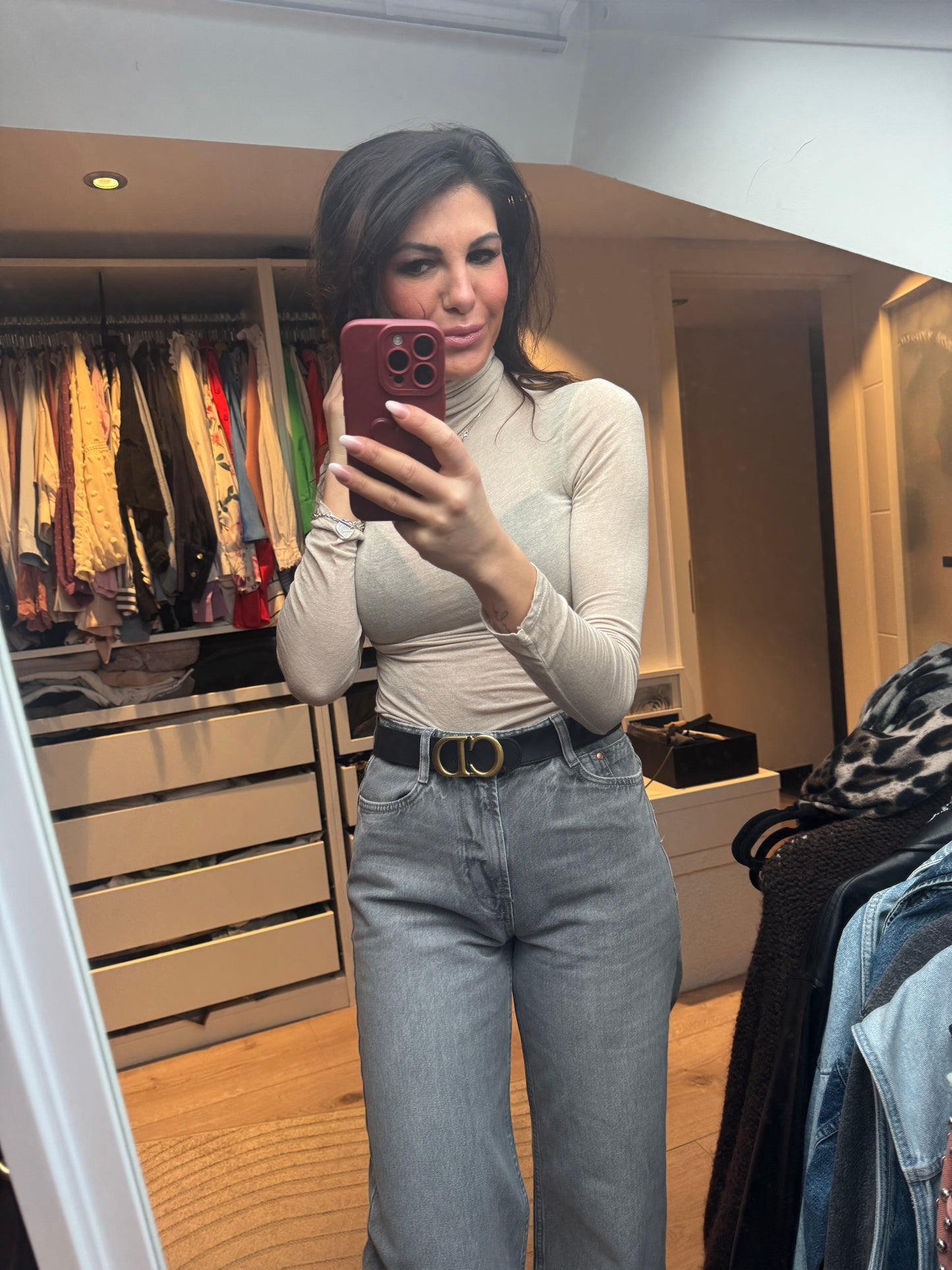 Rollkragenpulli dünn "FINA" Beige
