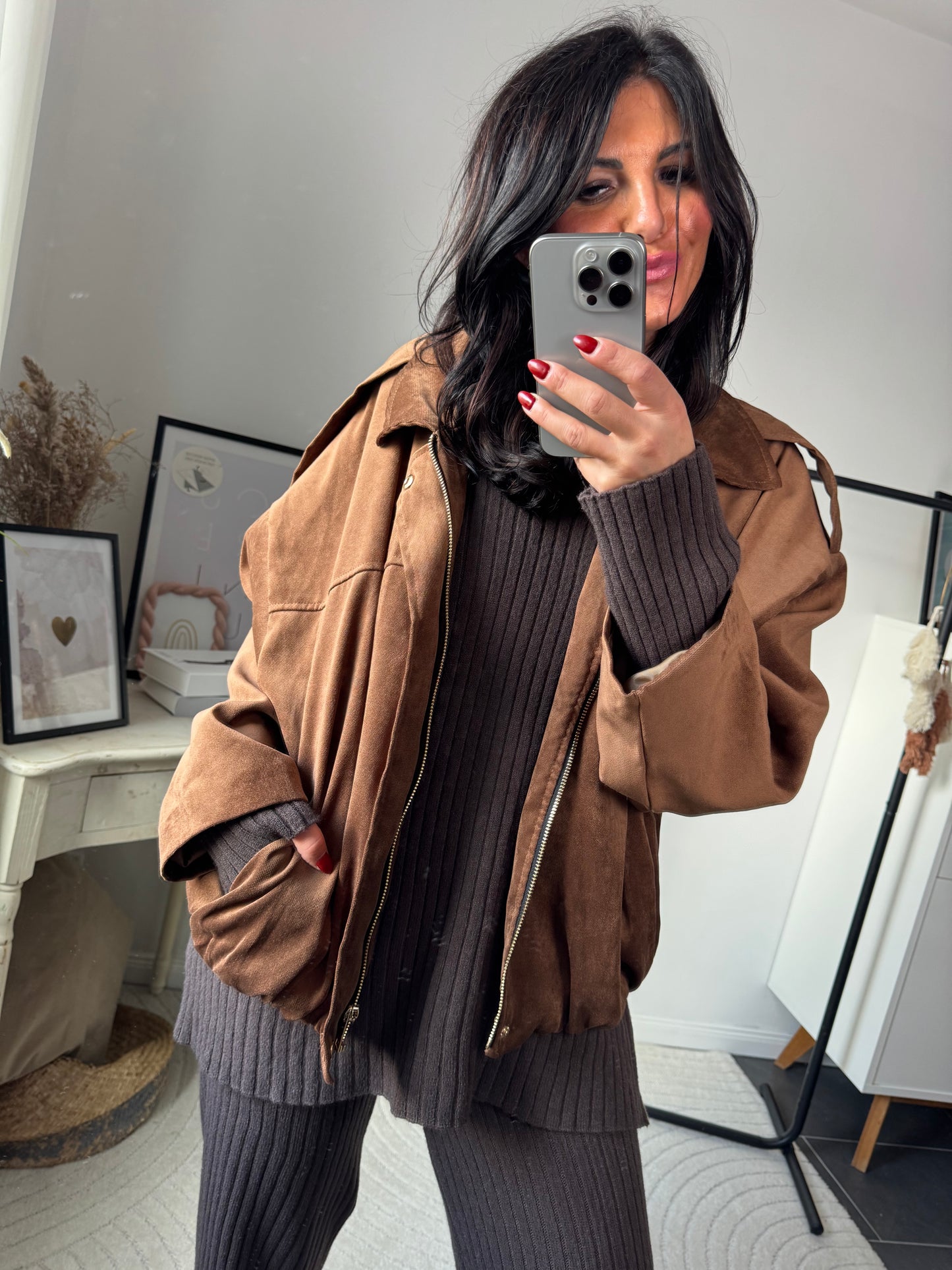 Jacke "Viral Suede Jacket"Caramel Dream
