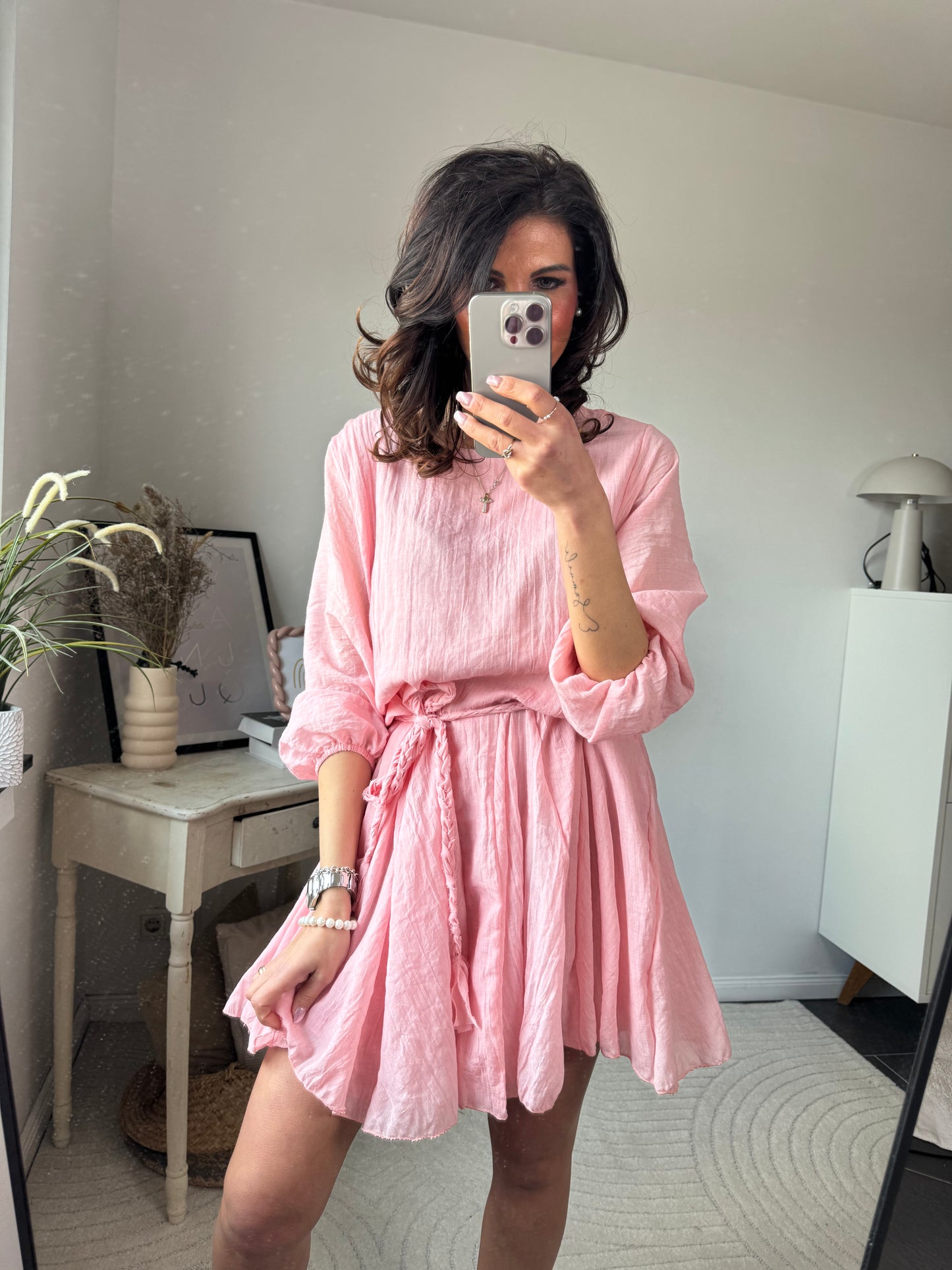 Kleid kurz rosa "BOHO"