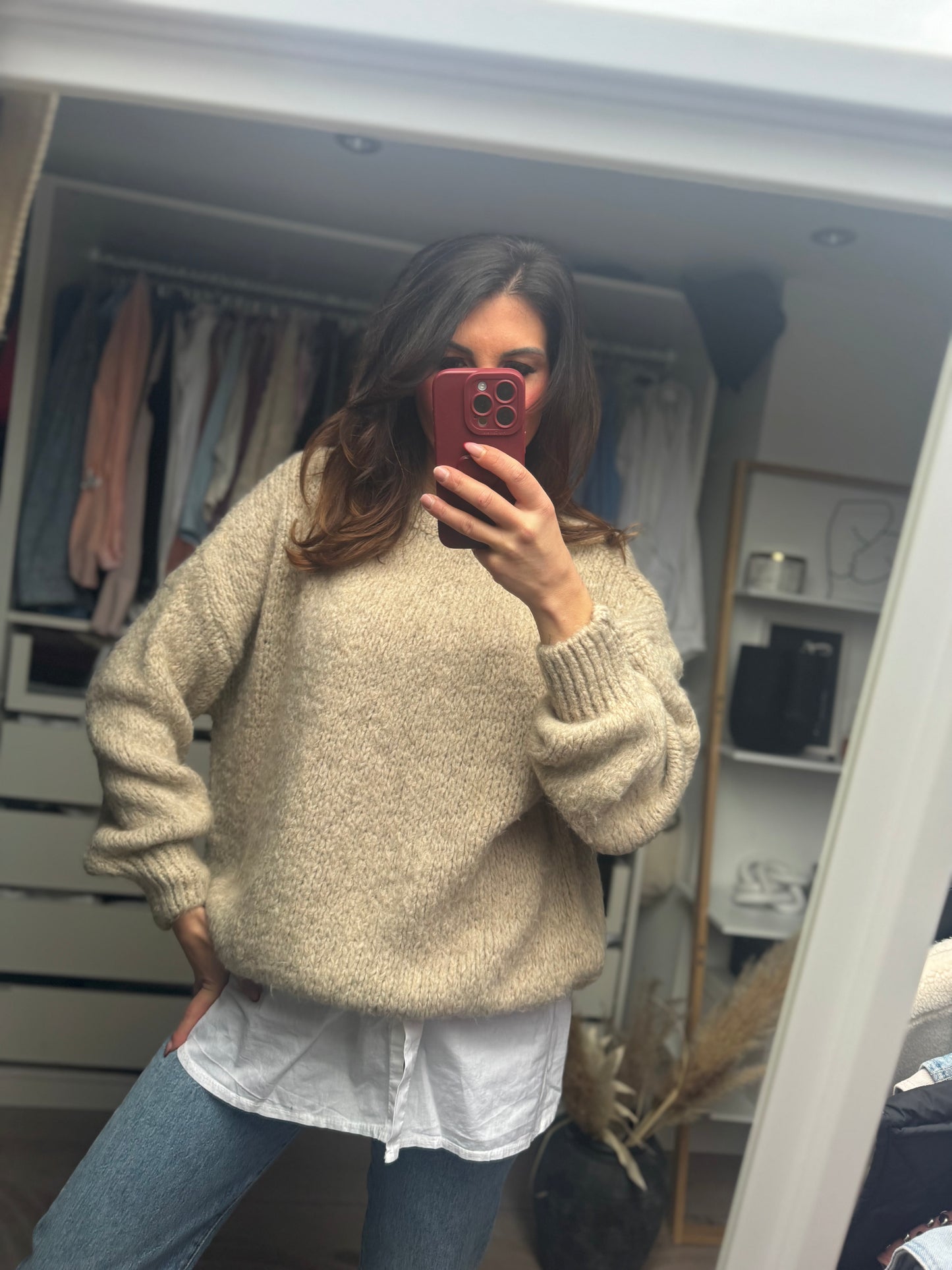 Pullover oversize beige "MARIANNA"