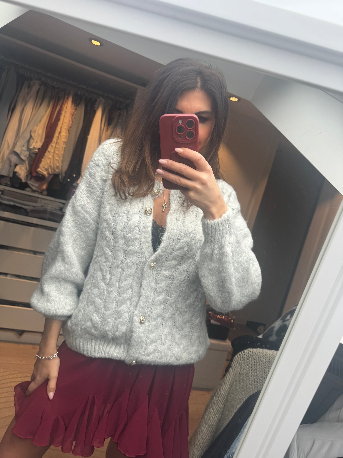 Cardigan grau "TRECCIA"