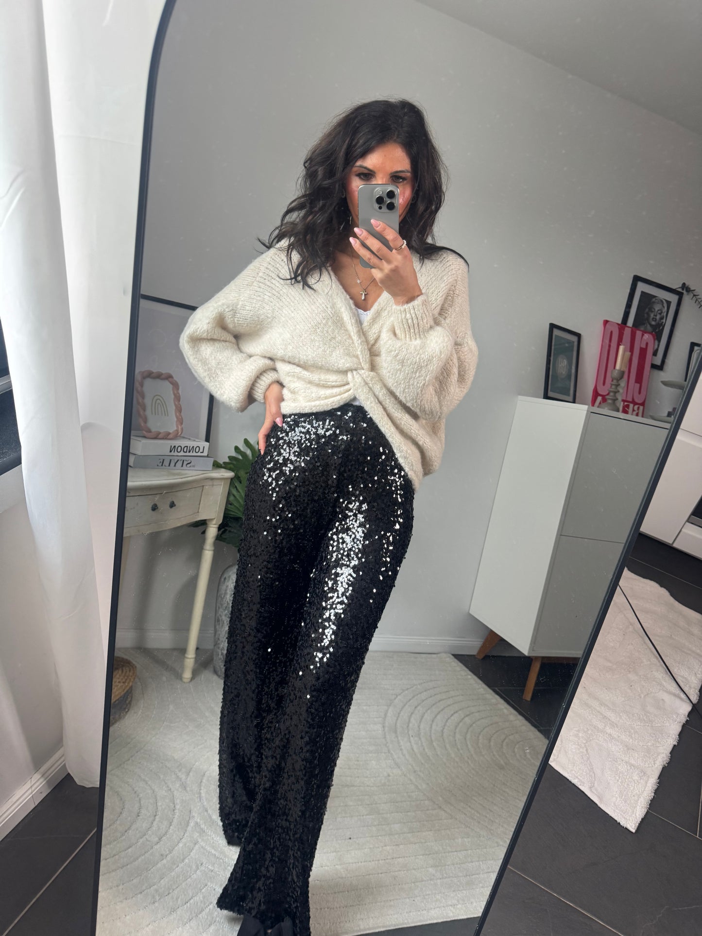 Hose "Palazzo Sparkle Nero"