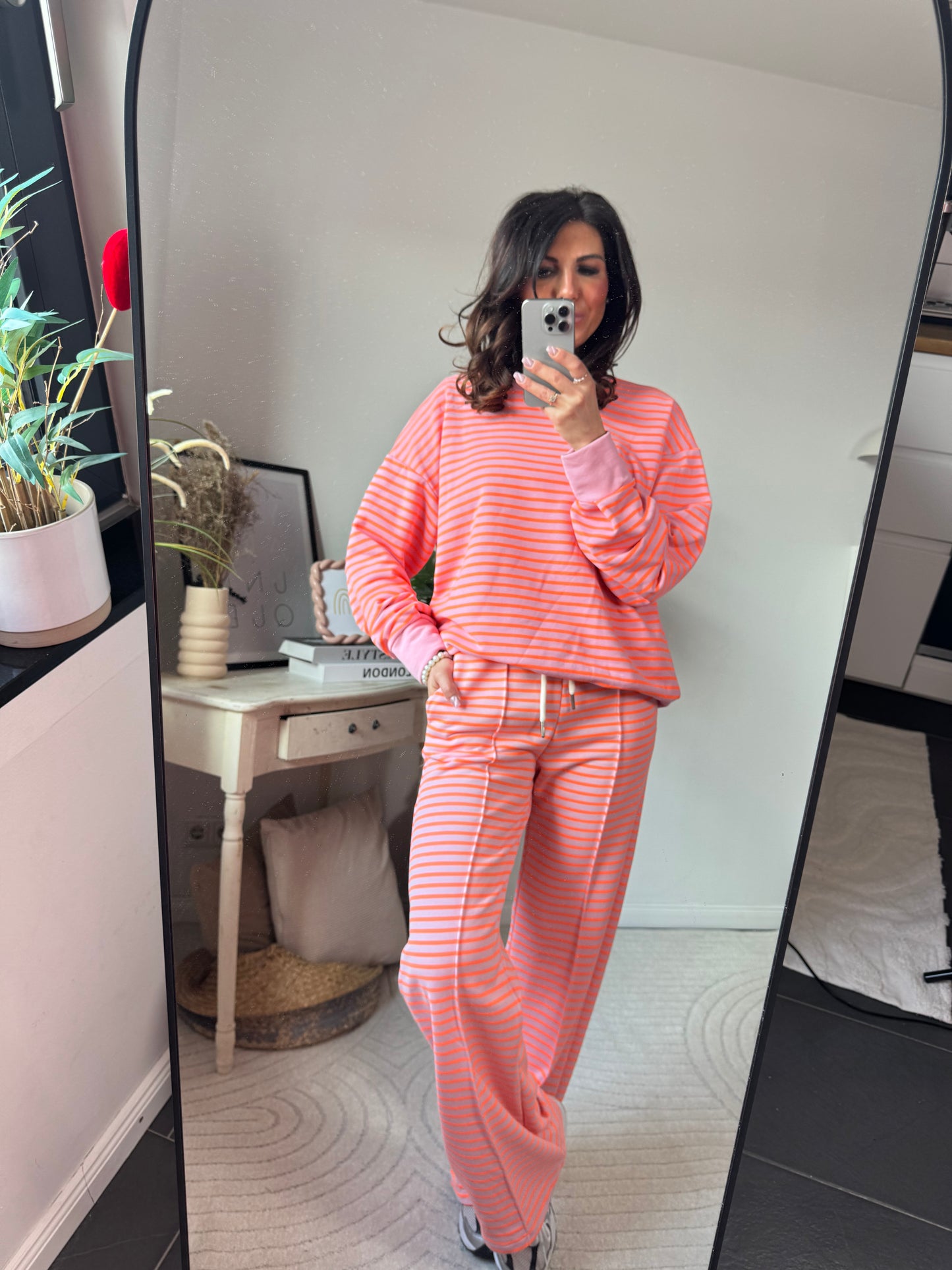 Sweater rosa orange "COZY STRIPE"