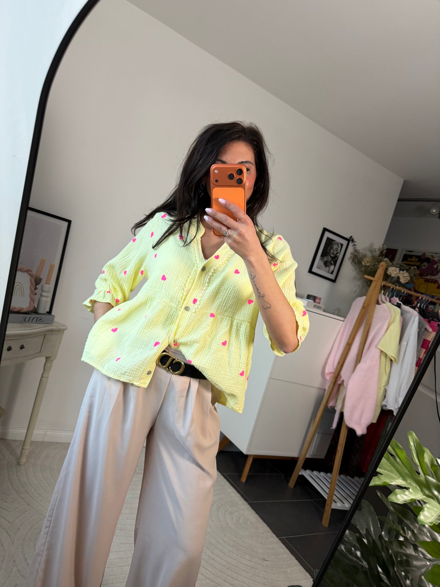 Musselinbluse "Cuore Limone"