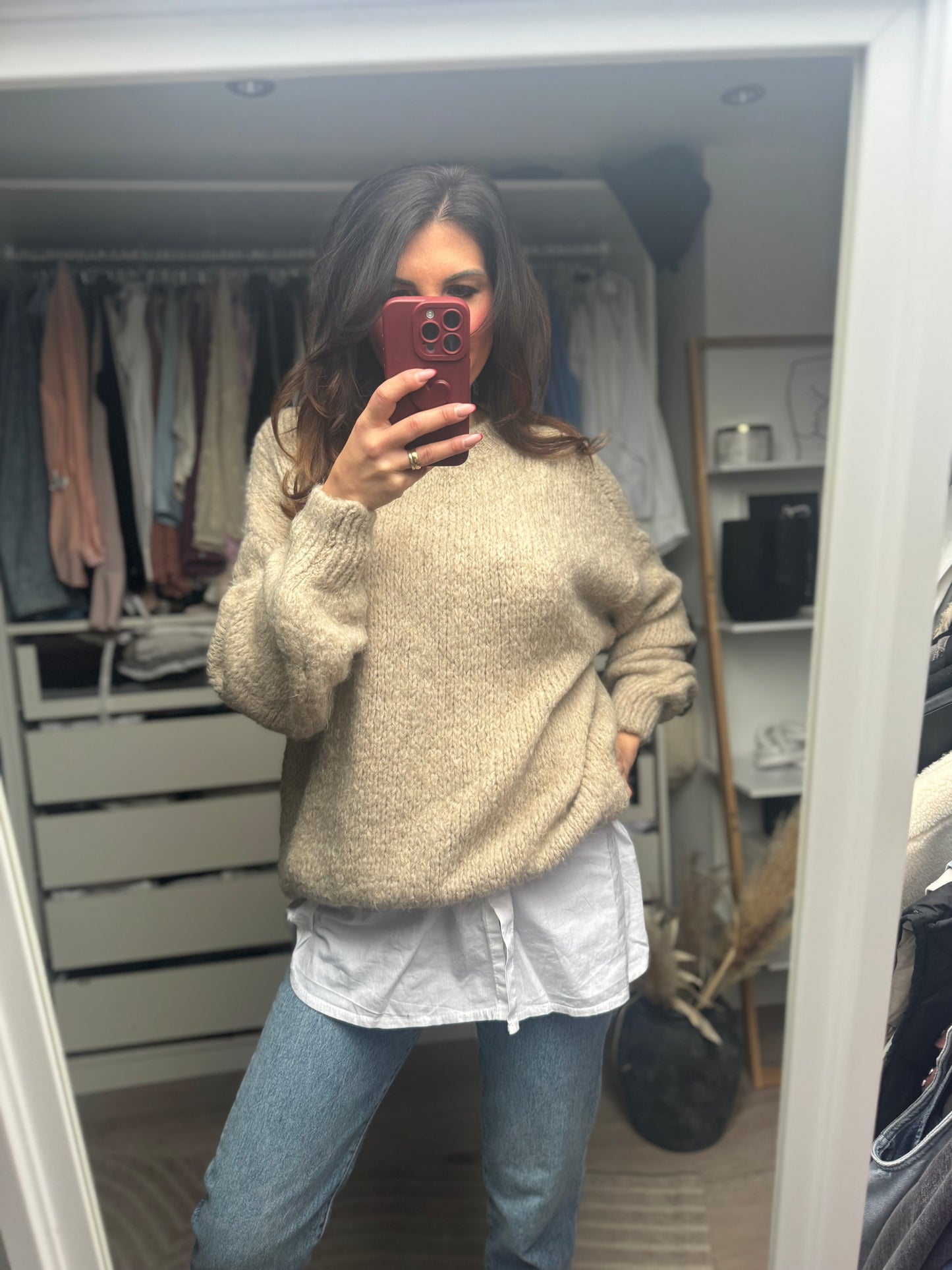 Pullover oversize beige "MARIANNA"