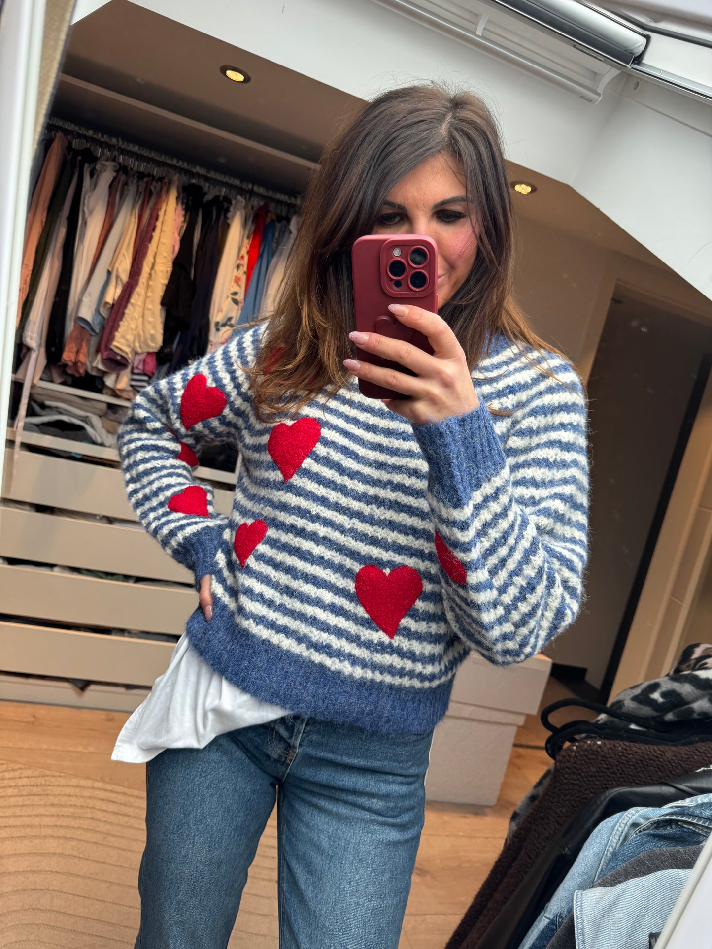 Pullover "CUORI ROSSI"