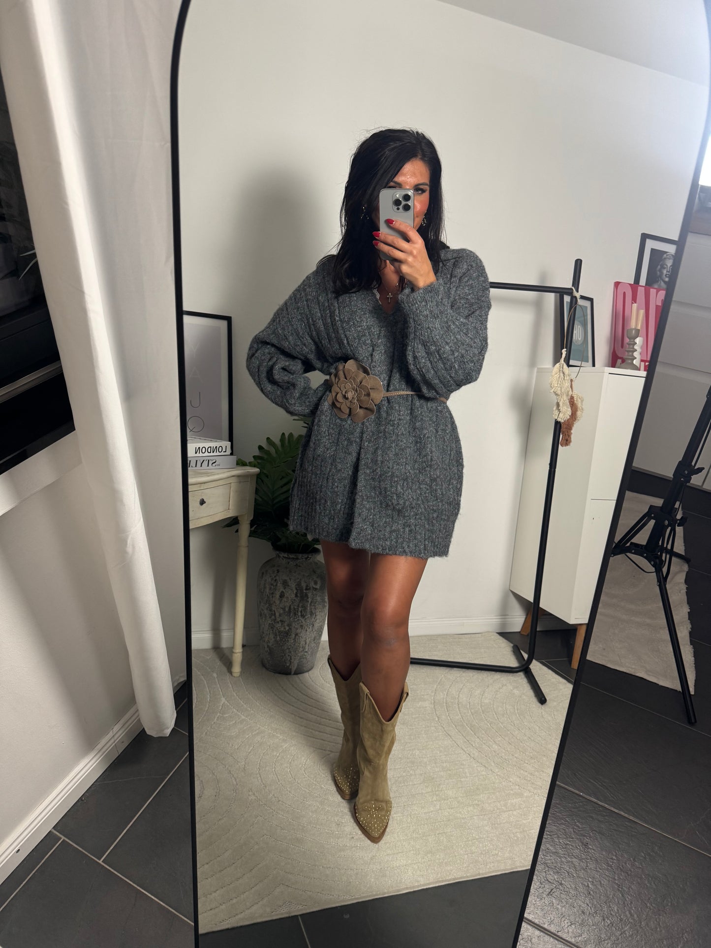 Blumengürtel taupe "Vintage Rose"