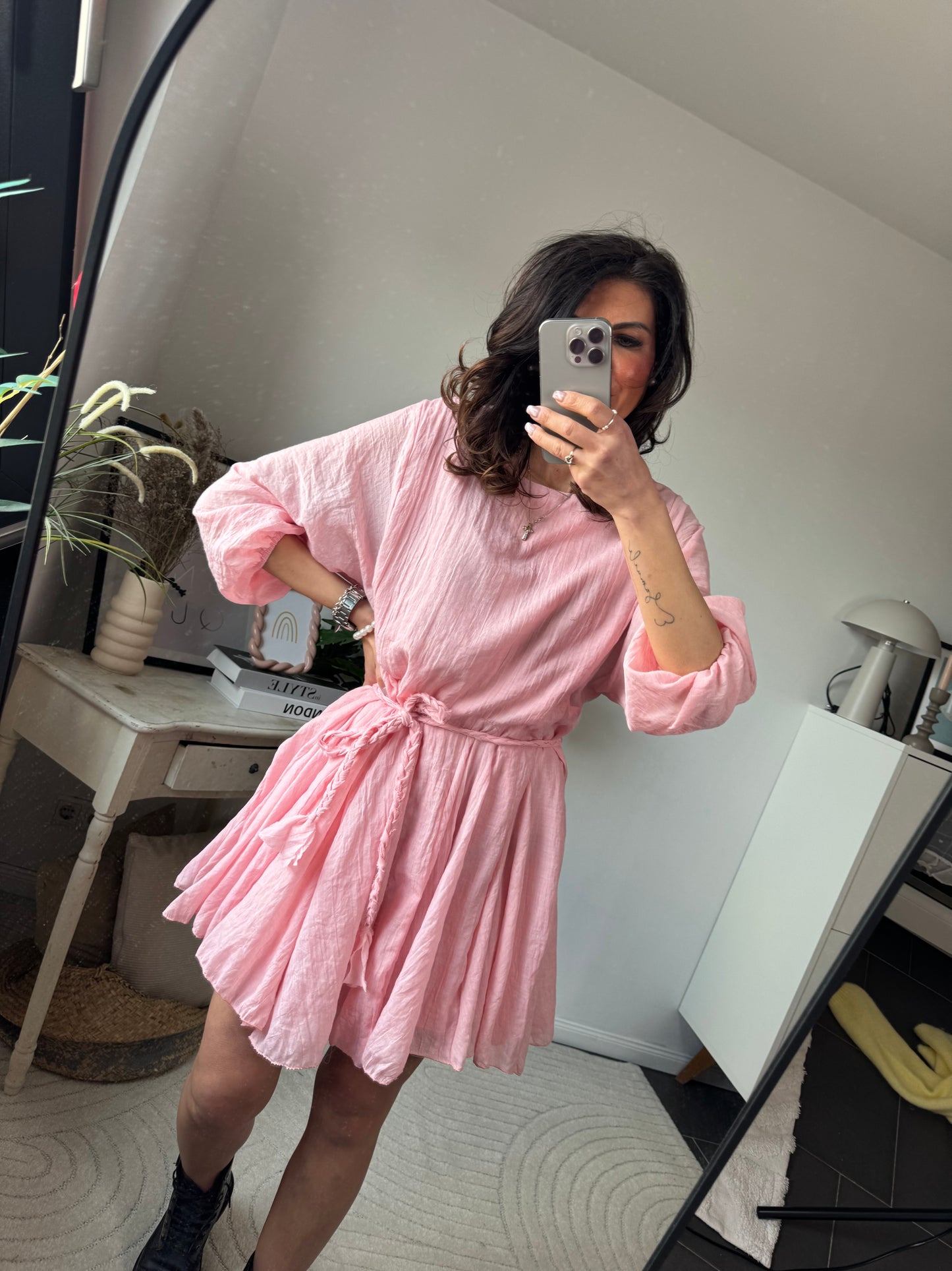 Kleid kurz rosa "BOHO"