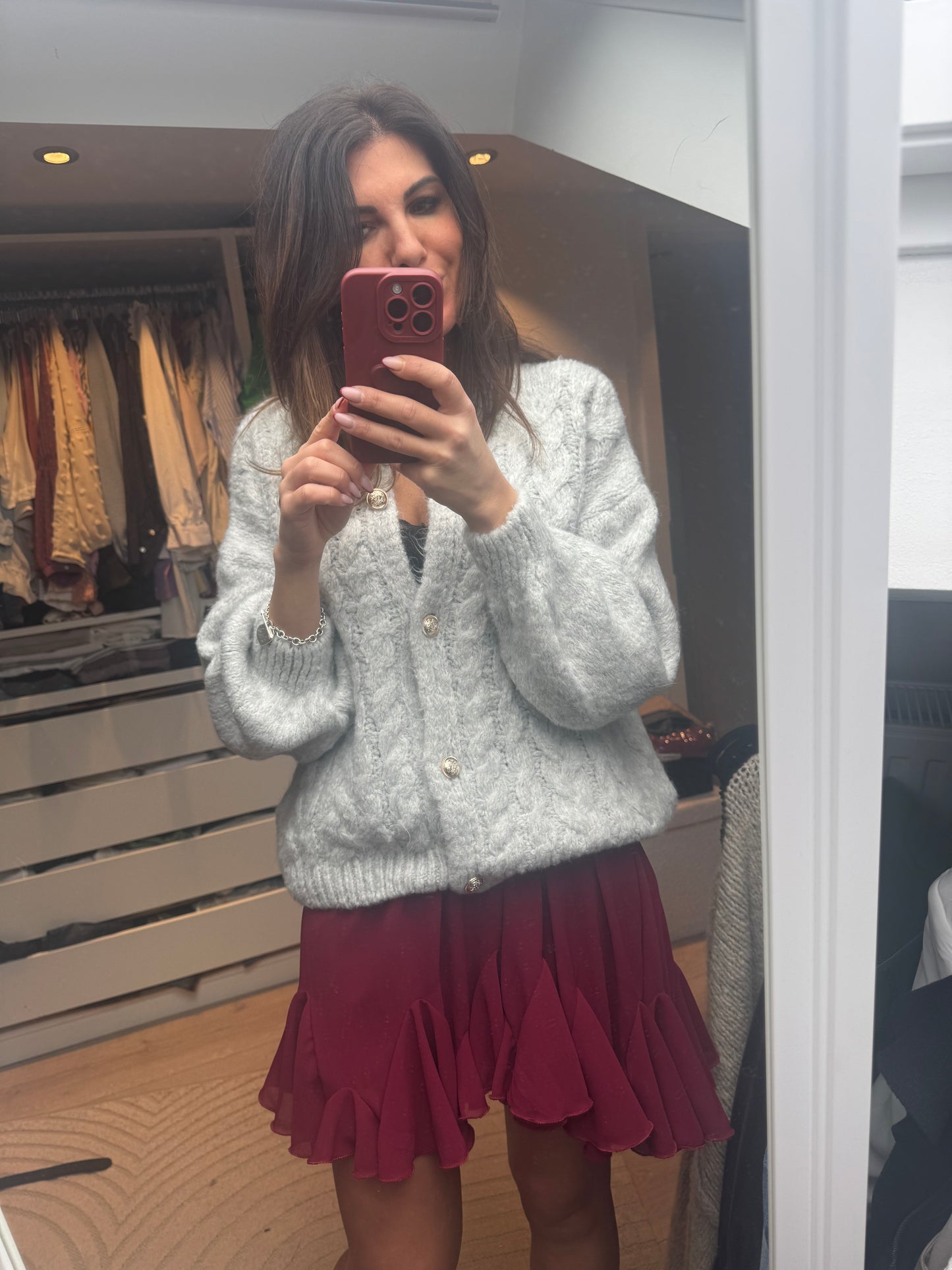 Cardigan grau "TRECCIA"
