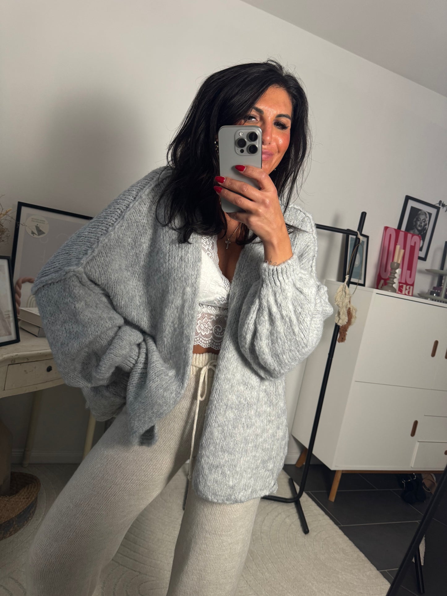 Cardigan Oversize hellgrau "Danni"