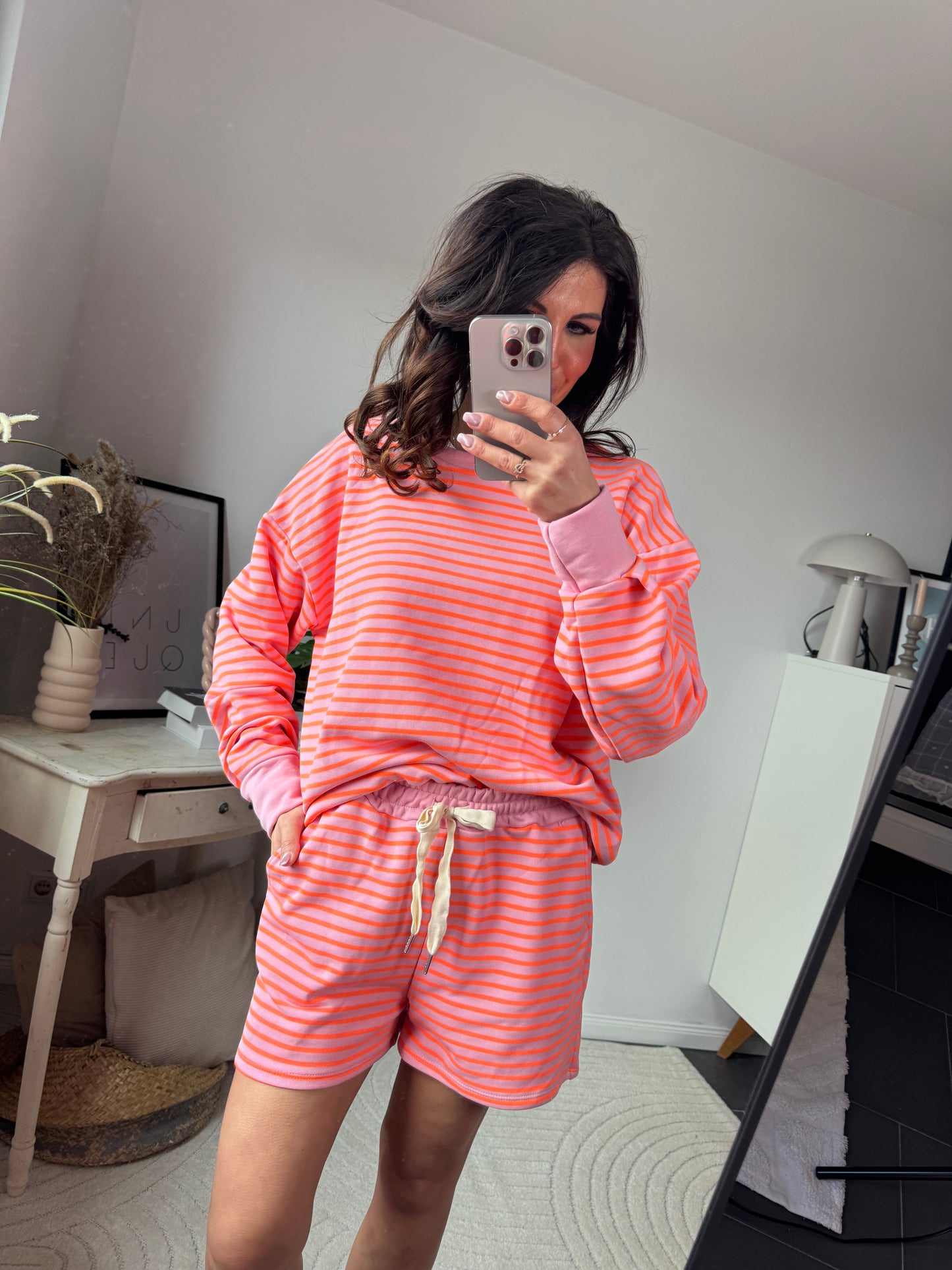 Sweater rosa orange "COZY STRIPE"
