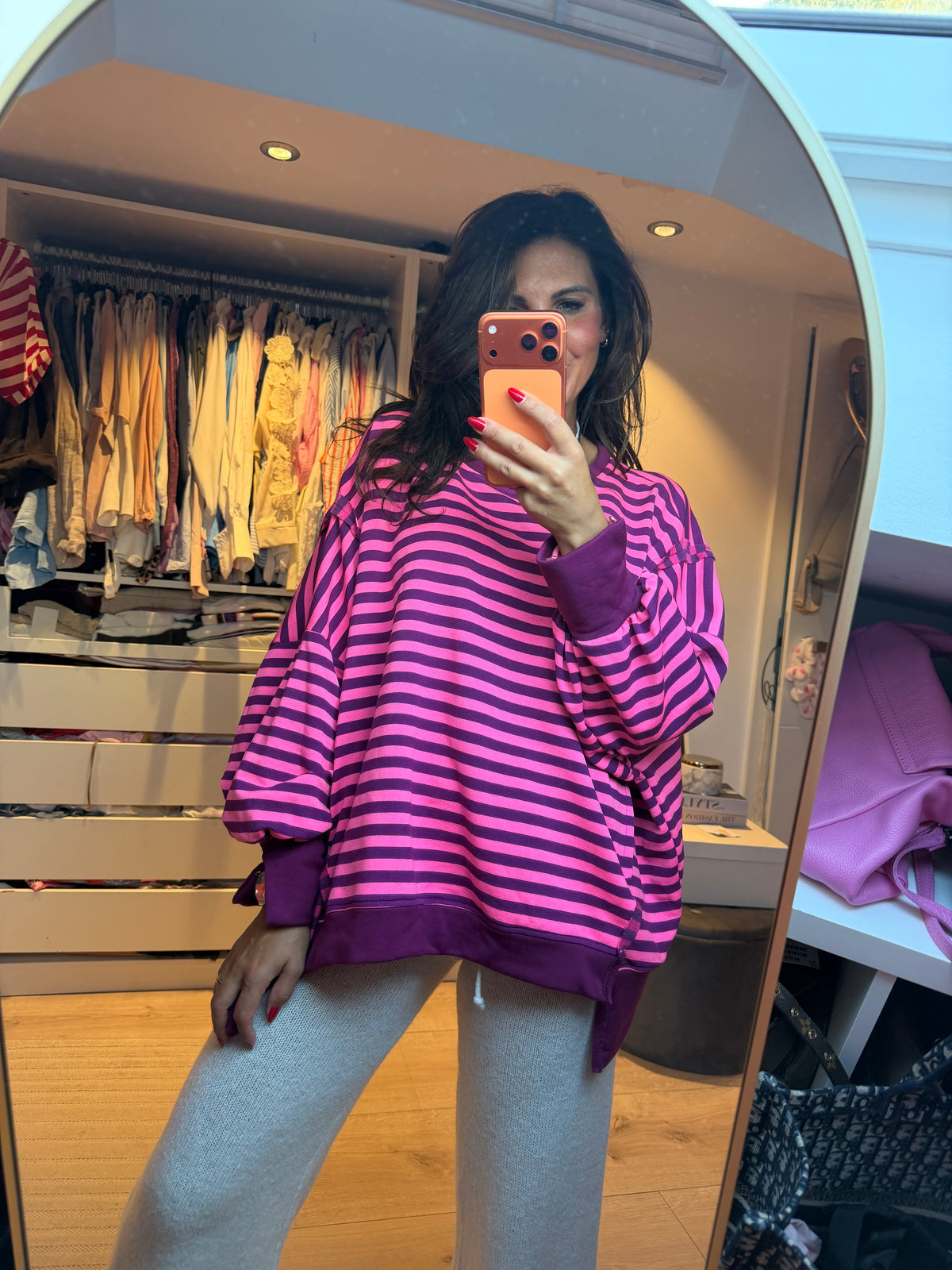 Sweater "Pink Stripe Oversize"