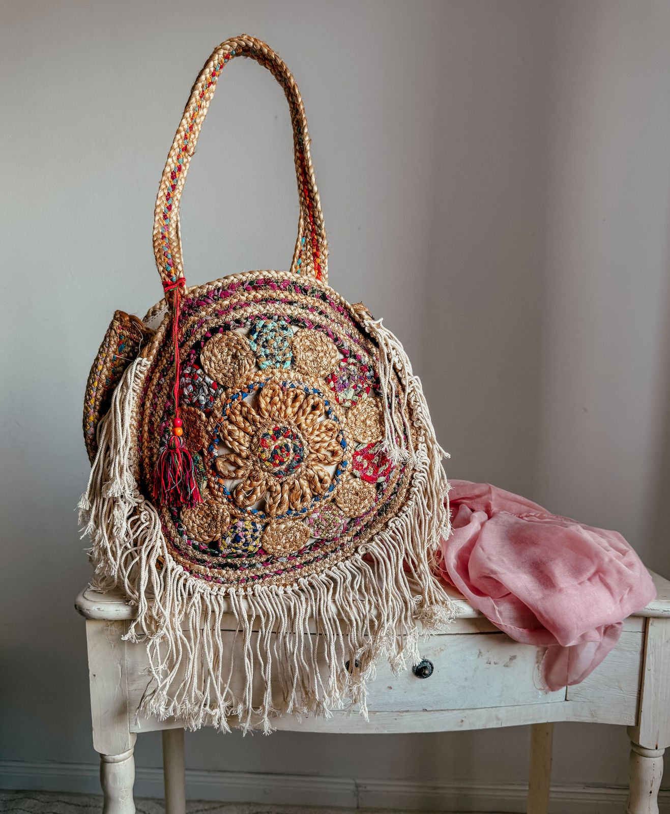 Tasche rund mit Fransen "NELLA"