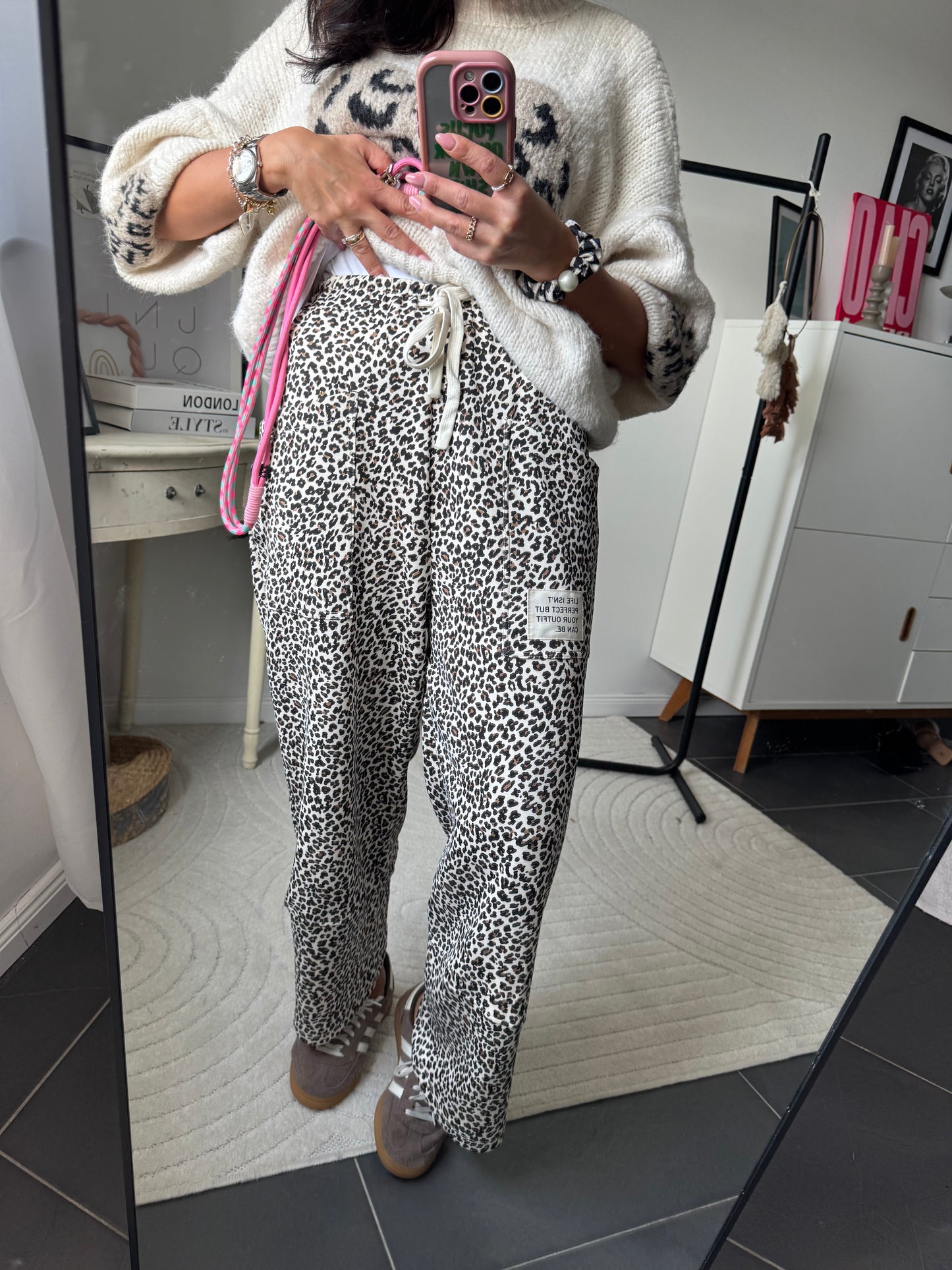 weiche Stoffhose mit Animal Print
