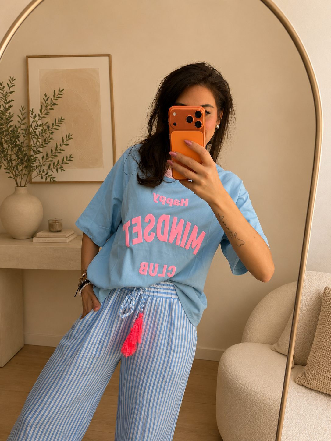 T-Shirt blau  "Happy Mindset"