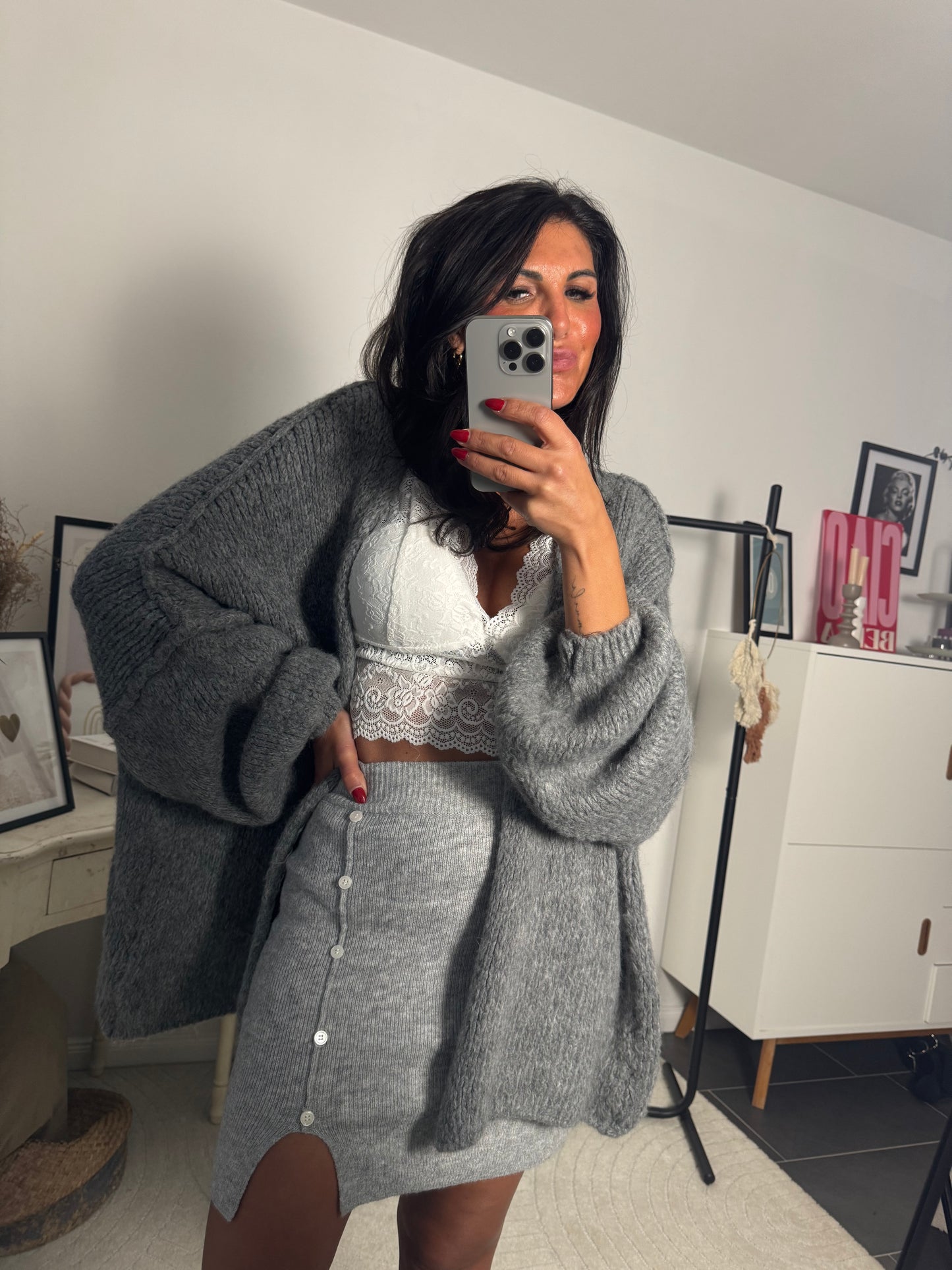 Cardigan Oversize dunkelgrau "Danni"