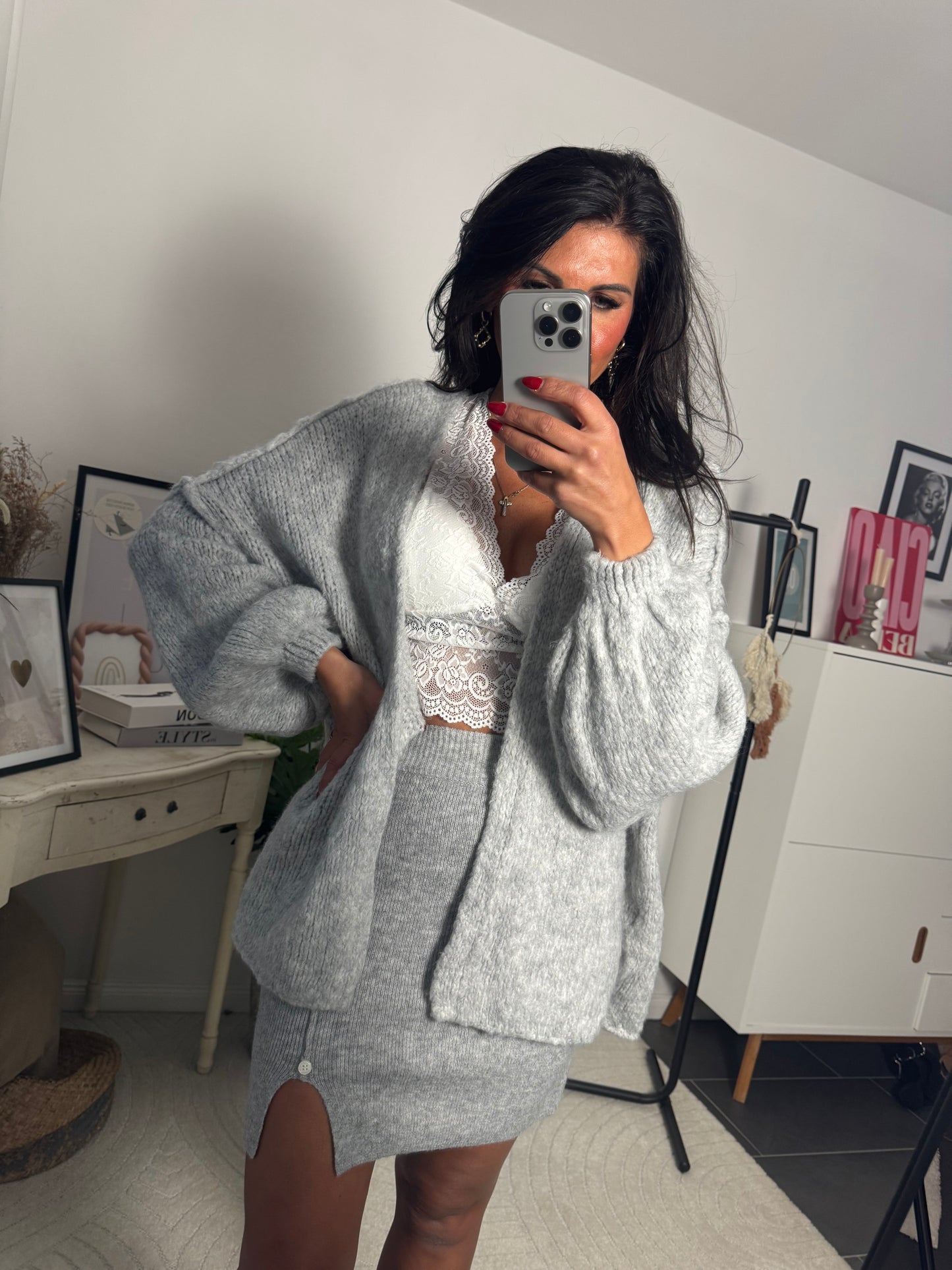 Cardigan Oversize hellgrau "Danni"