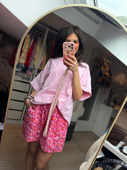 Musselinshorts "Pink Safari"