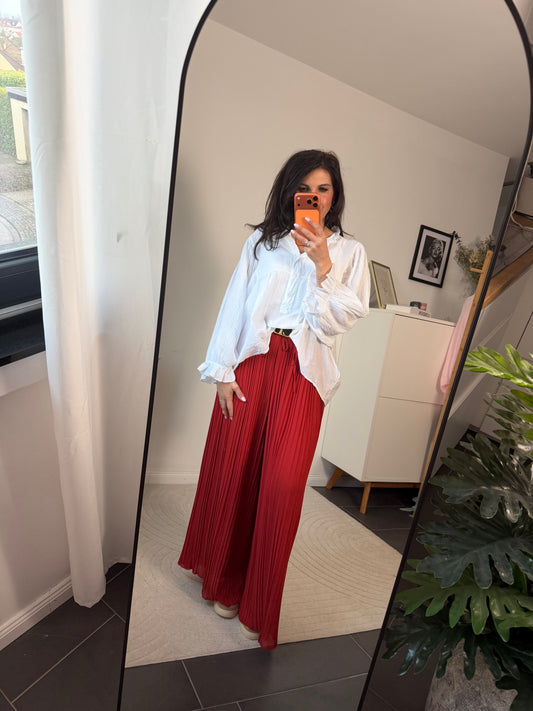 Plissee Palazzo Hose – „Rosso Eleganza“