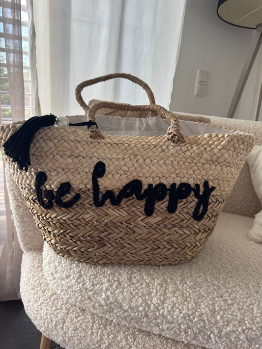 Korbtasche "BE HAPPY"