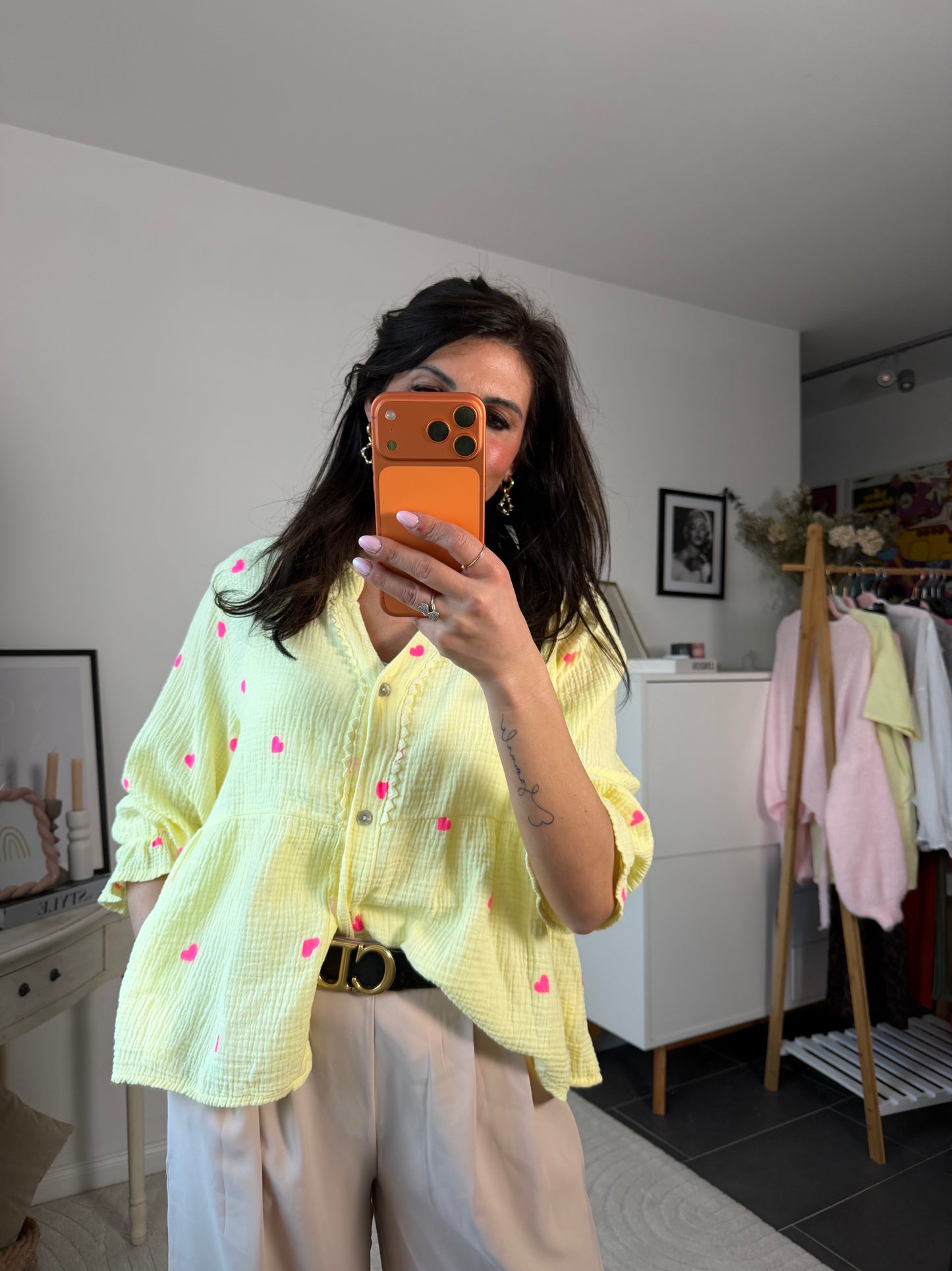 Musselinbluse "Cuore Limone"