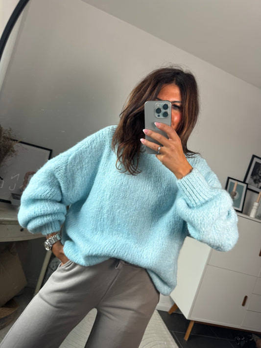Pullover himmelblau kurz "Riccione"