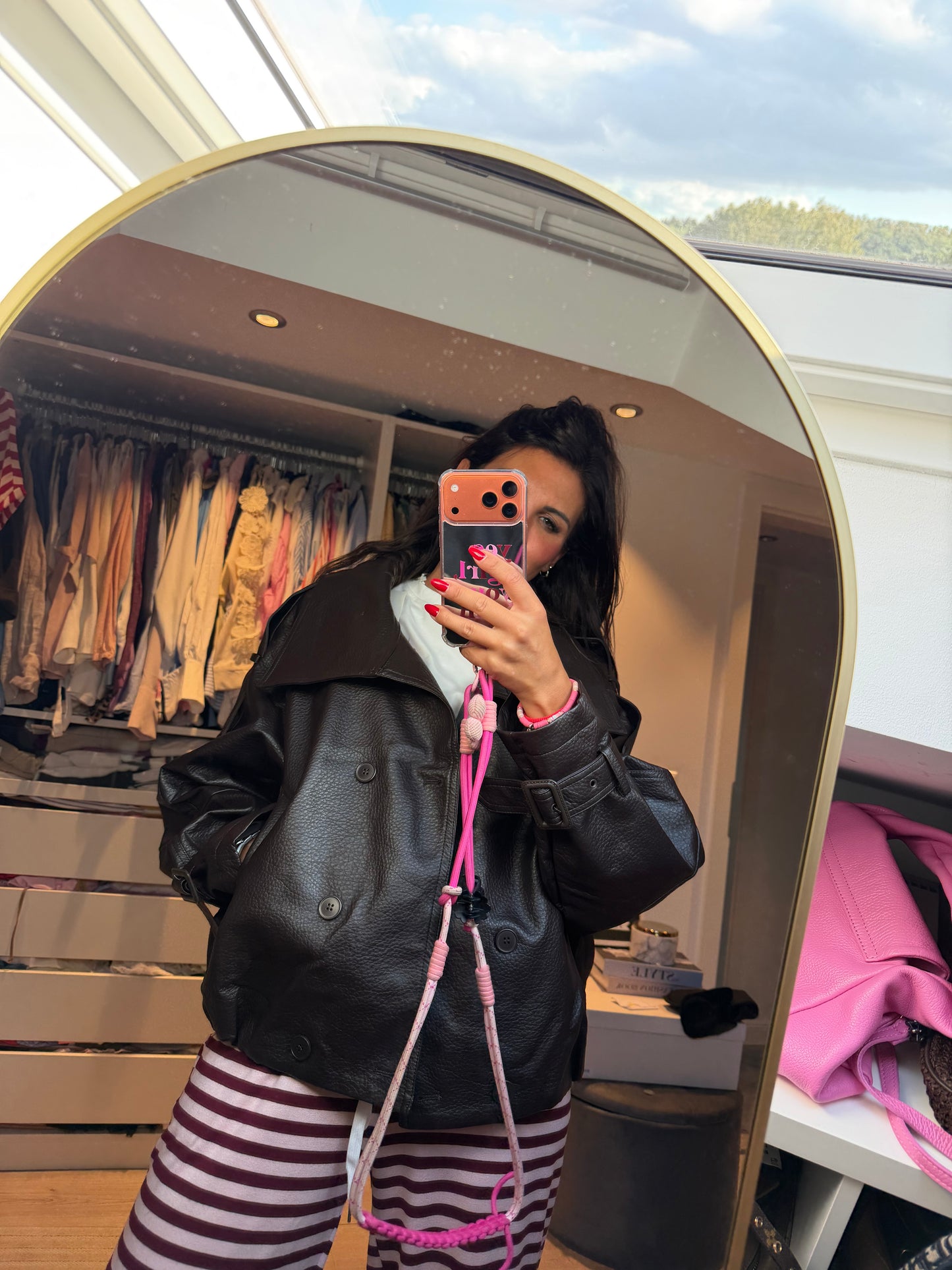 Oversize Blazerjacke Lederoptik "Coffee Club"