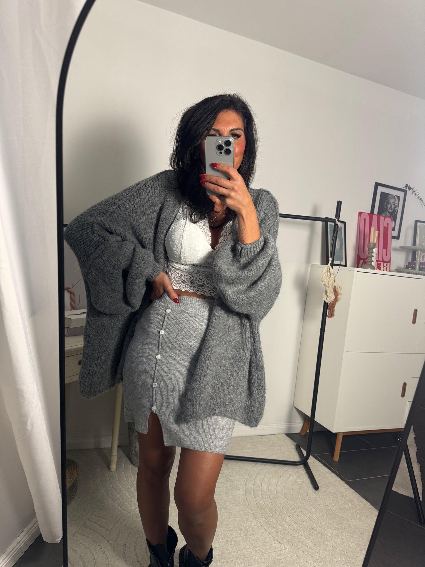 Cardigan Oversize dunkelgrau "Danni"