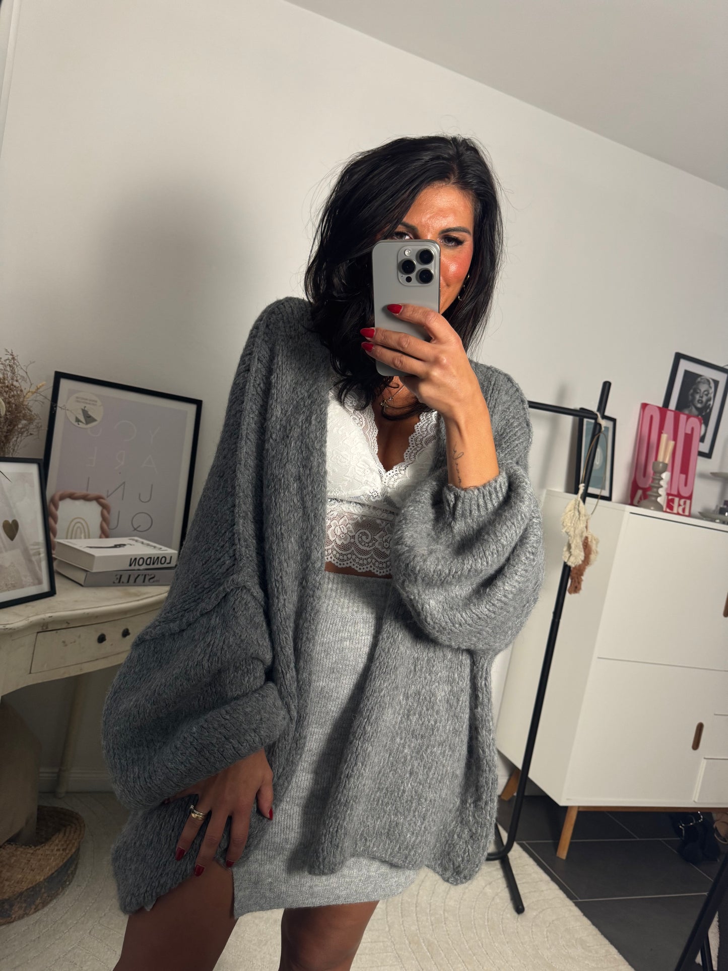 Cardigan Oversize dunkelgrau "Danni"