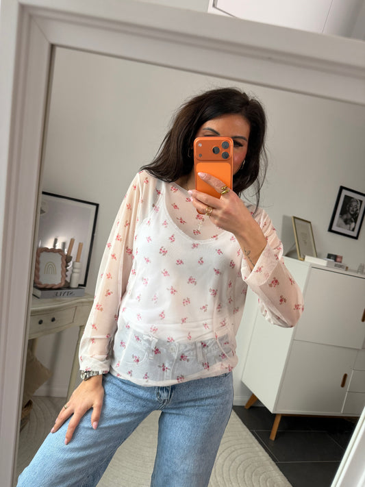 Longsleeve Mesh "Fiori di Cipria"