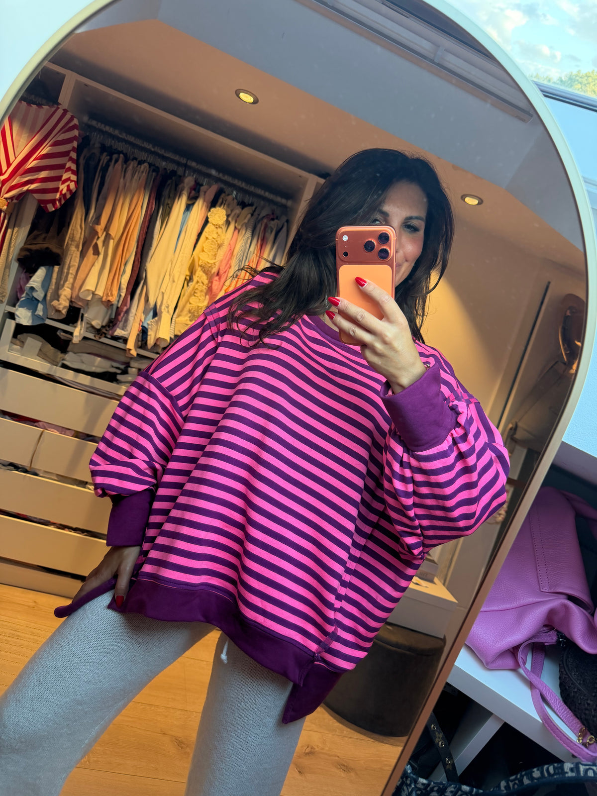 Sweater "Pink Stripe Oversize"