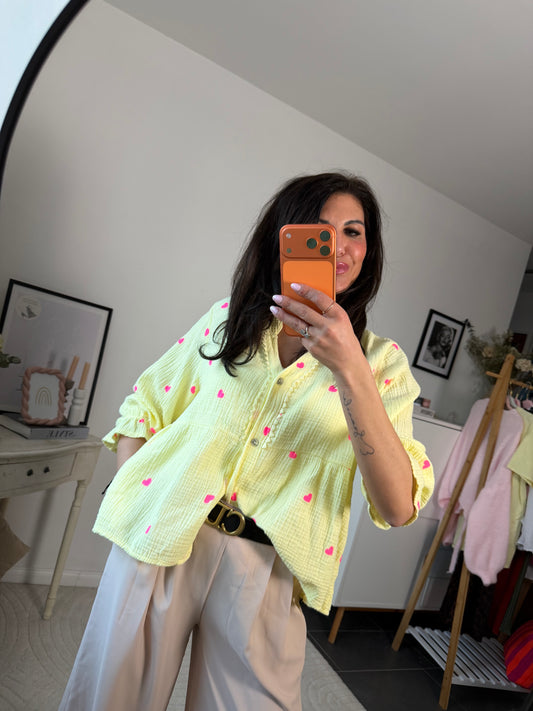 Musselinbluse "Cuore Limone"