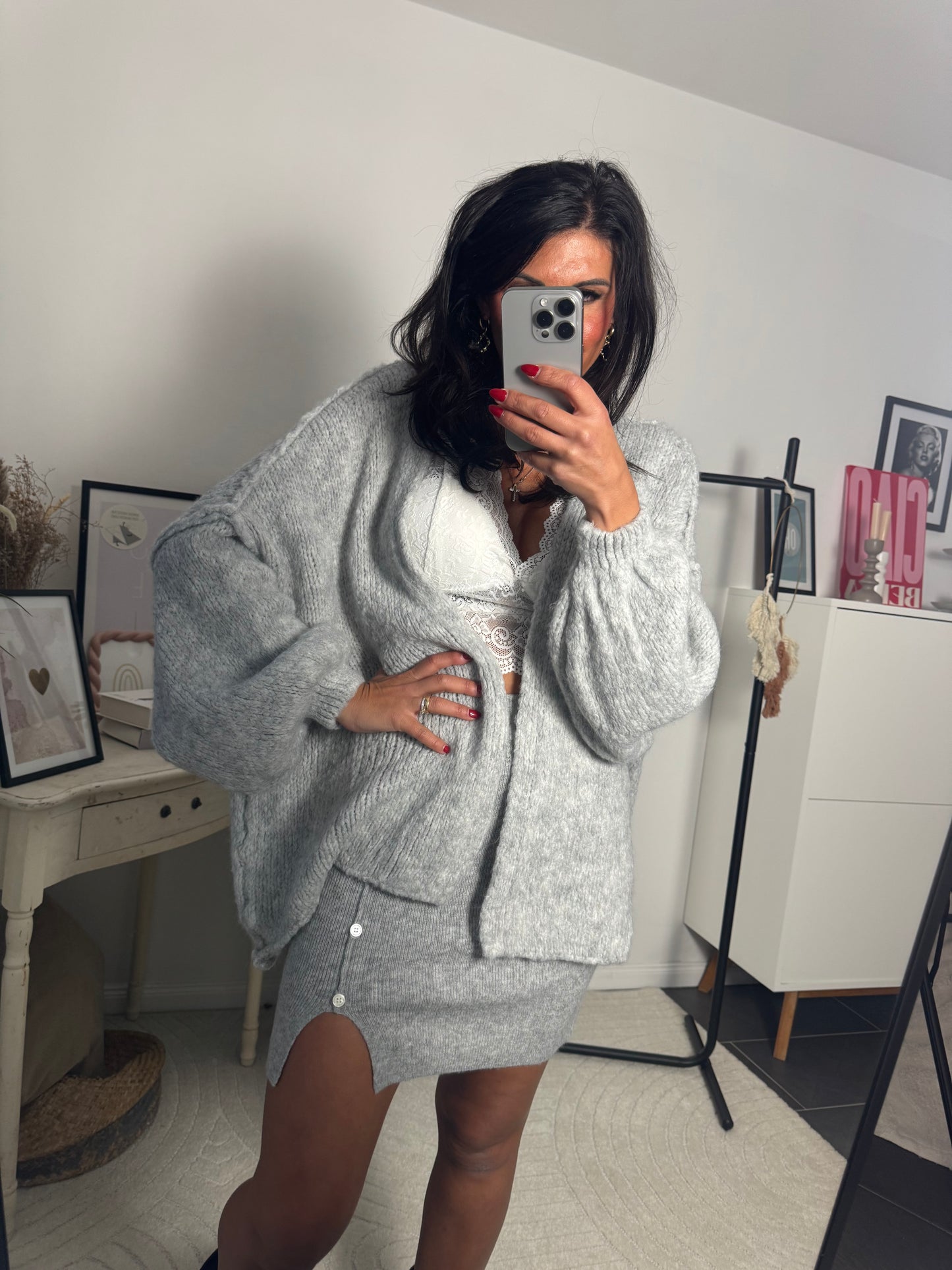 Cardigan Oversize hellgrau "Danni"