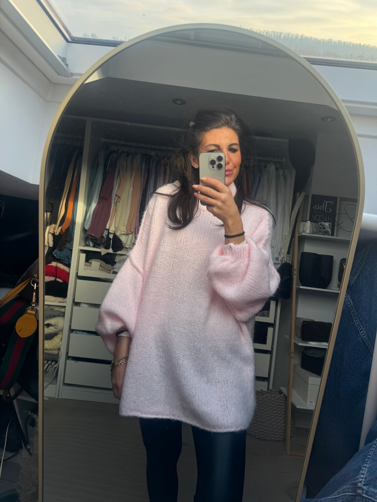 Pullover oversize rosa"La Vita"