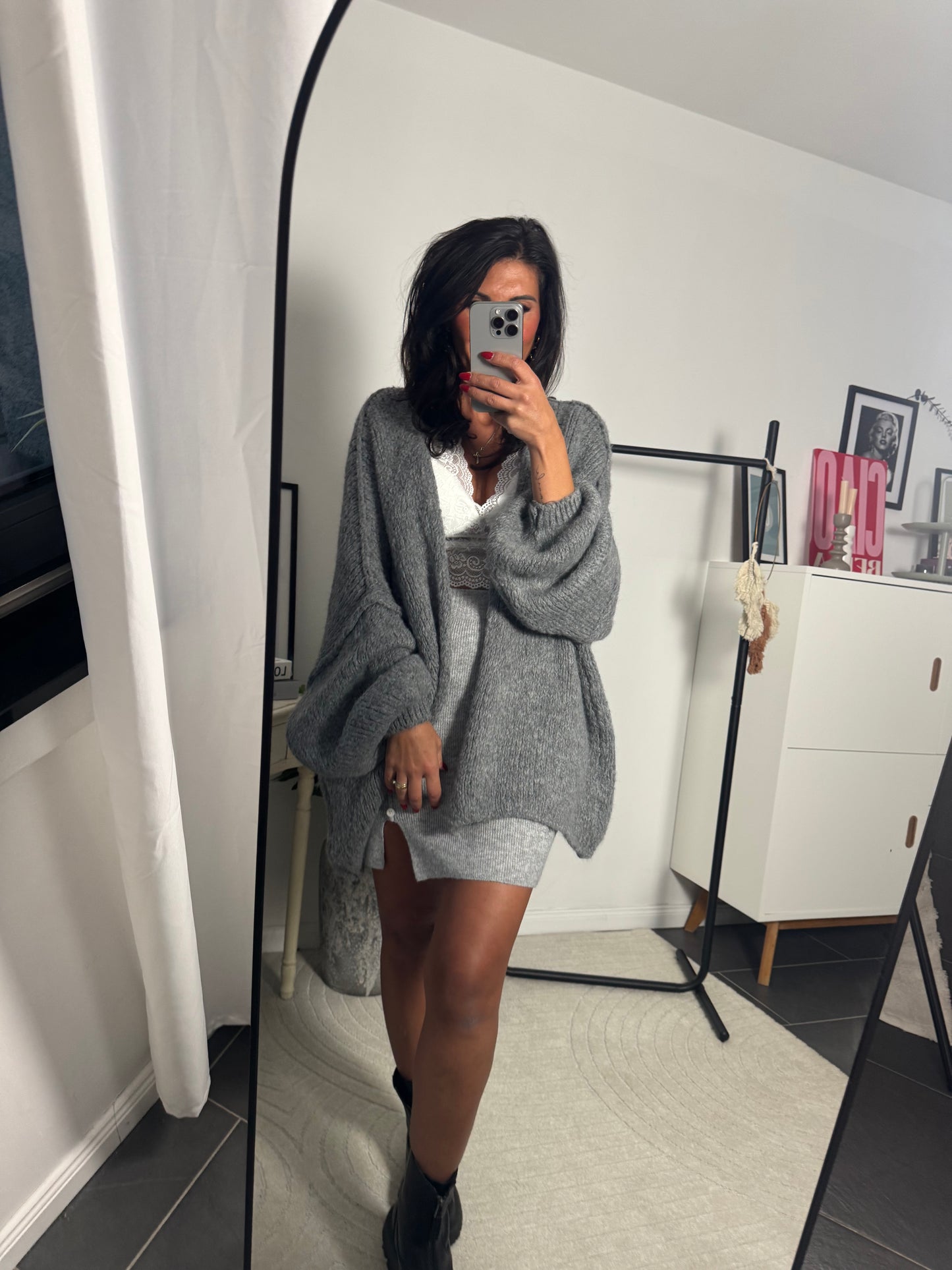 Cardigan Oversize dunkelgrau "Danni"