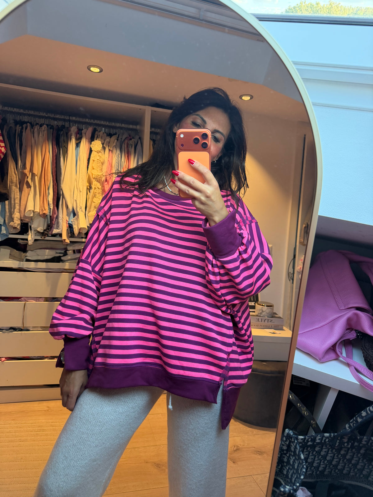 Sweater "Pink Stripe Oversize"