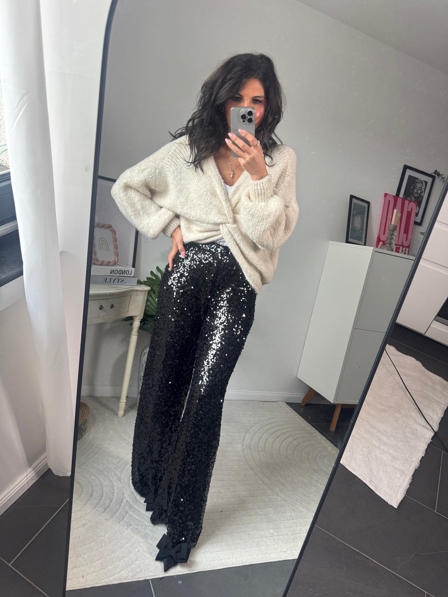 Hose "Palazzo Sparkle Nero"