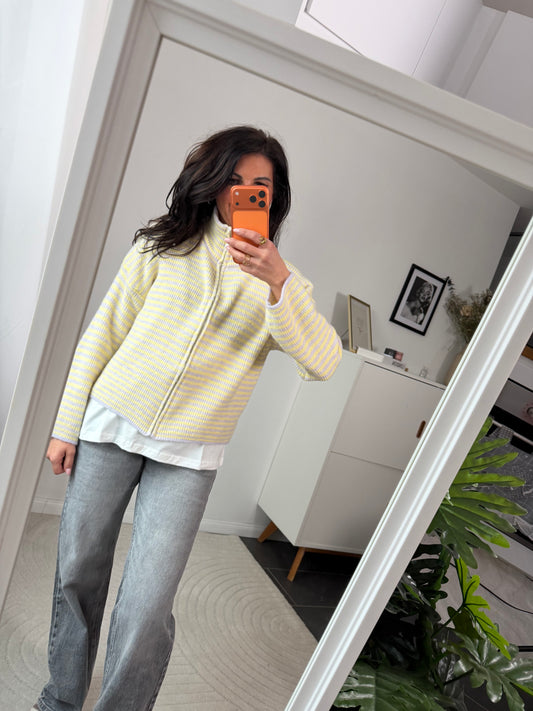 Cardigan Zipper "Alba gialla"