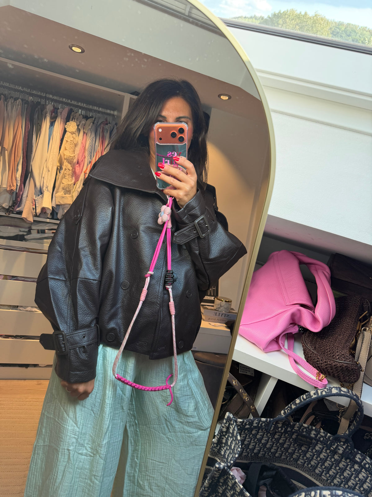 Oversize Blazerjacke Lederoptik "Coffee Club"