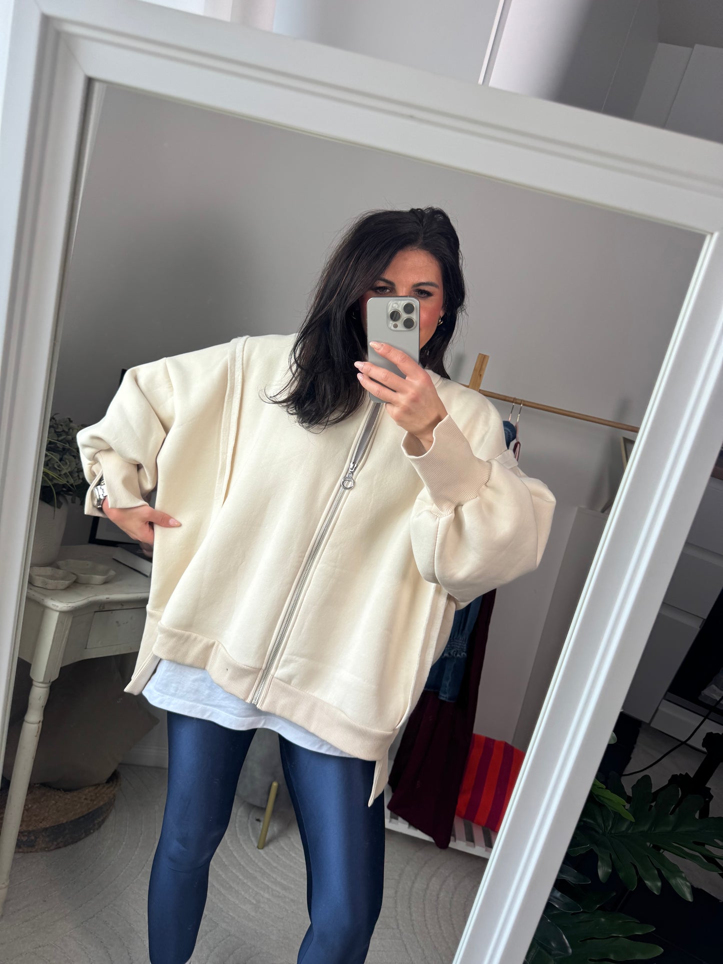 Cardigan crema "Dolce Vita Zip"