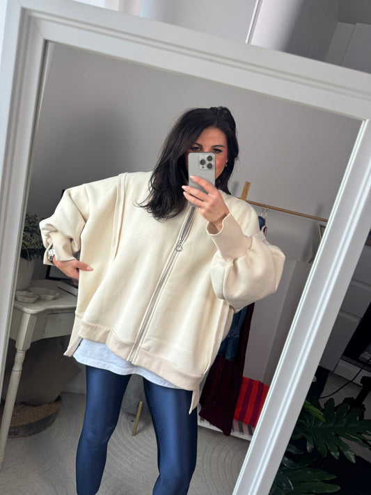 Cardigan crema "Dolce Vita Zip"